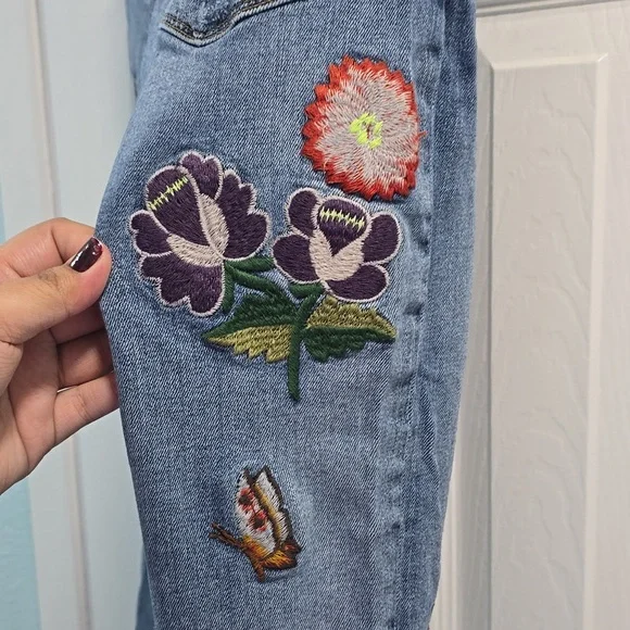 MM Vintage Embroidered Light Blue Denim Flare Jeans - Picture 10 of 14